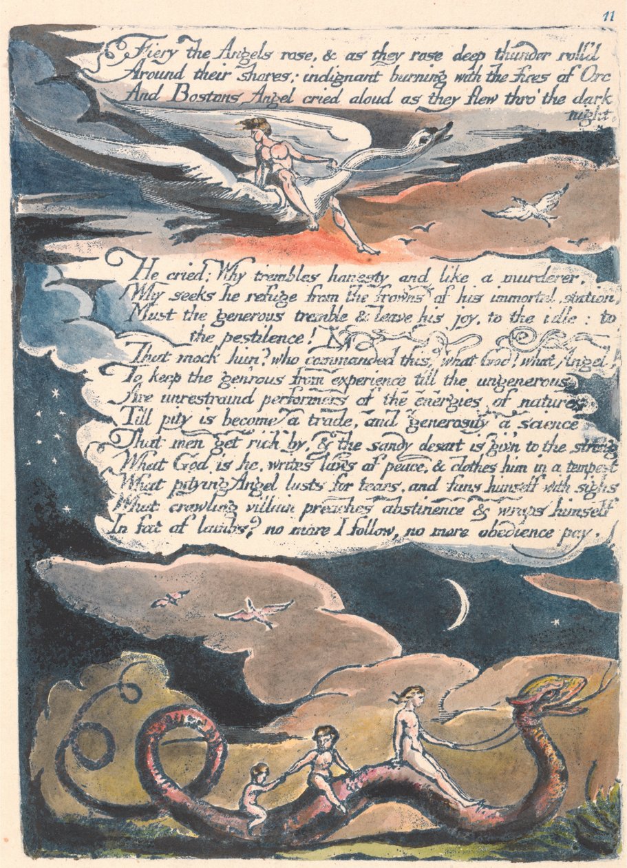 Amerika. Bir Kehanet, Levha 13, Ateşli Melekler Gülü.... by William Blake