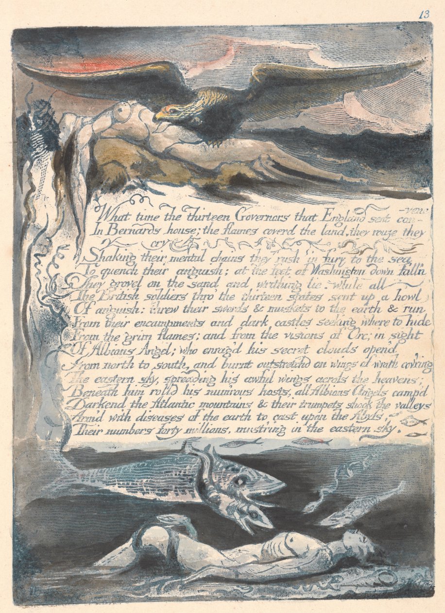 Amerika. Bir Kehanet, Levha 15, On Üç Vali Saat Kaçta.... by William Blake