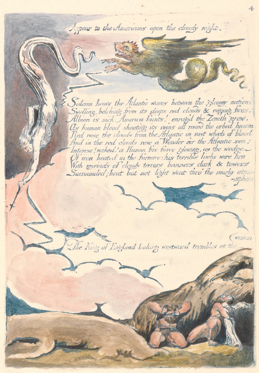 Amerika. Bir Kehanet, Levha 6, Amerikalılara Görünüyor.... by William Blake