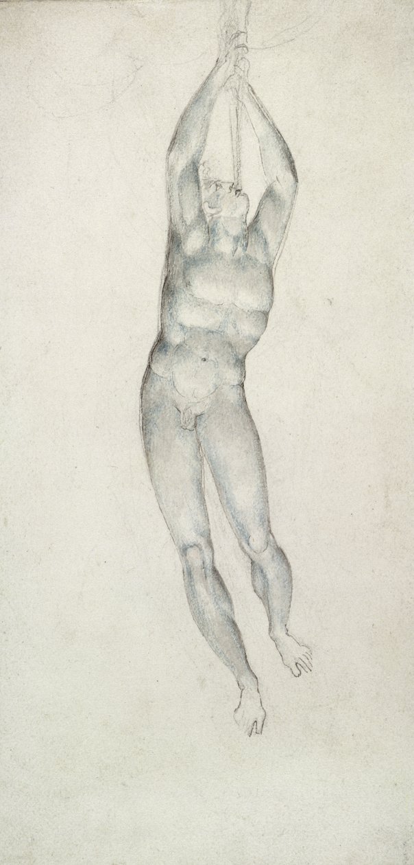 Trompetli Melek, 1805-08 (kağıt üzerine kalem ve siyah mürekkep ve wc) by William Blake