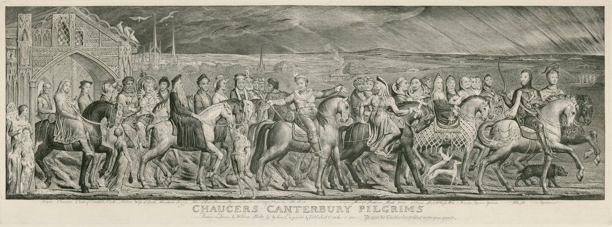 Blake Canterbury Hacıları oyma by William Blake