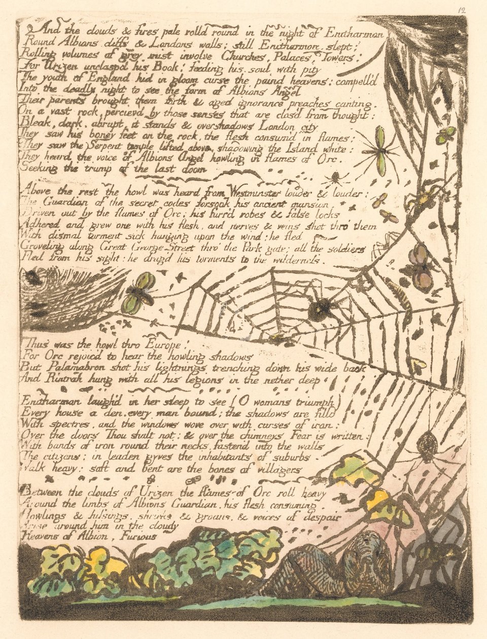 Avrupa. Bir Kehanet, Levha 14, Ve bulutlar ve ateşler. . . . (Bentley 15) by William Blake