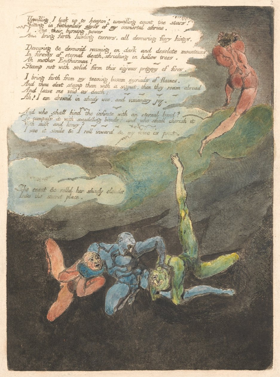 Avrupa. Bir Kehanet, Levha 4, İsteksizce yukarıya bakıyorum. . . . (Bentley 5) by William Blake