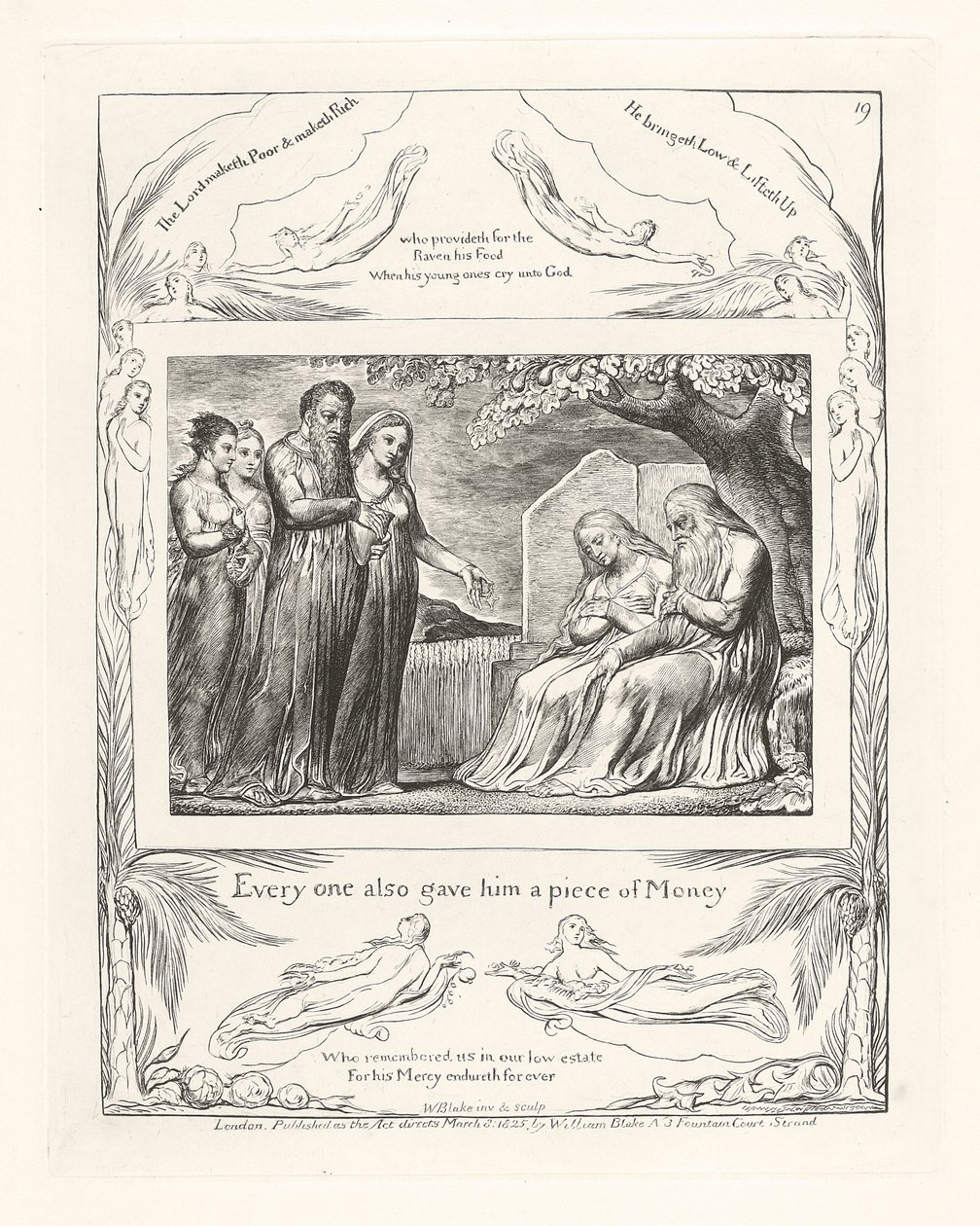 Herkes ona bir parça Para da verdi, 1825 by William Blake
