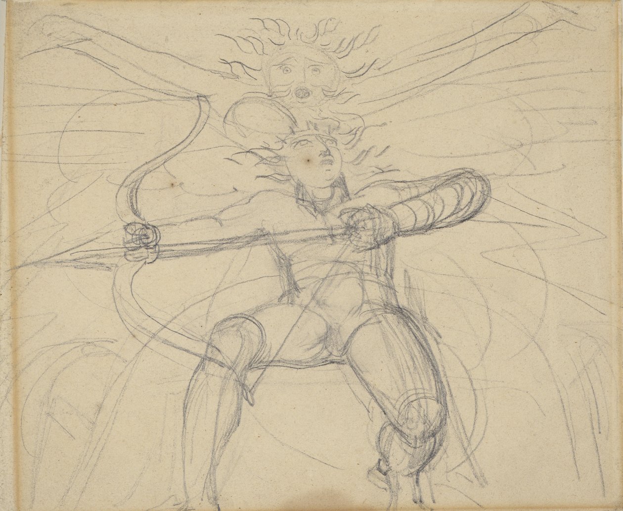Hyperion, Grays Poems Çalışmasından, Sayfa 46 (kağıt üzerinde grafit) by William Blake