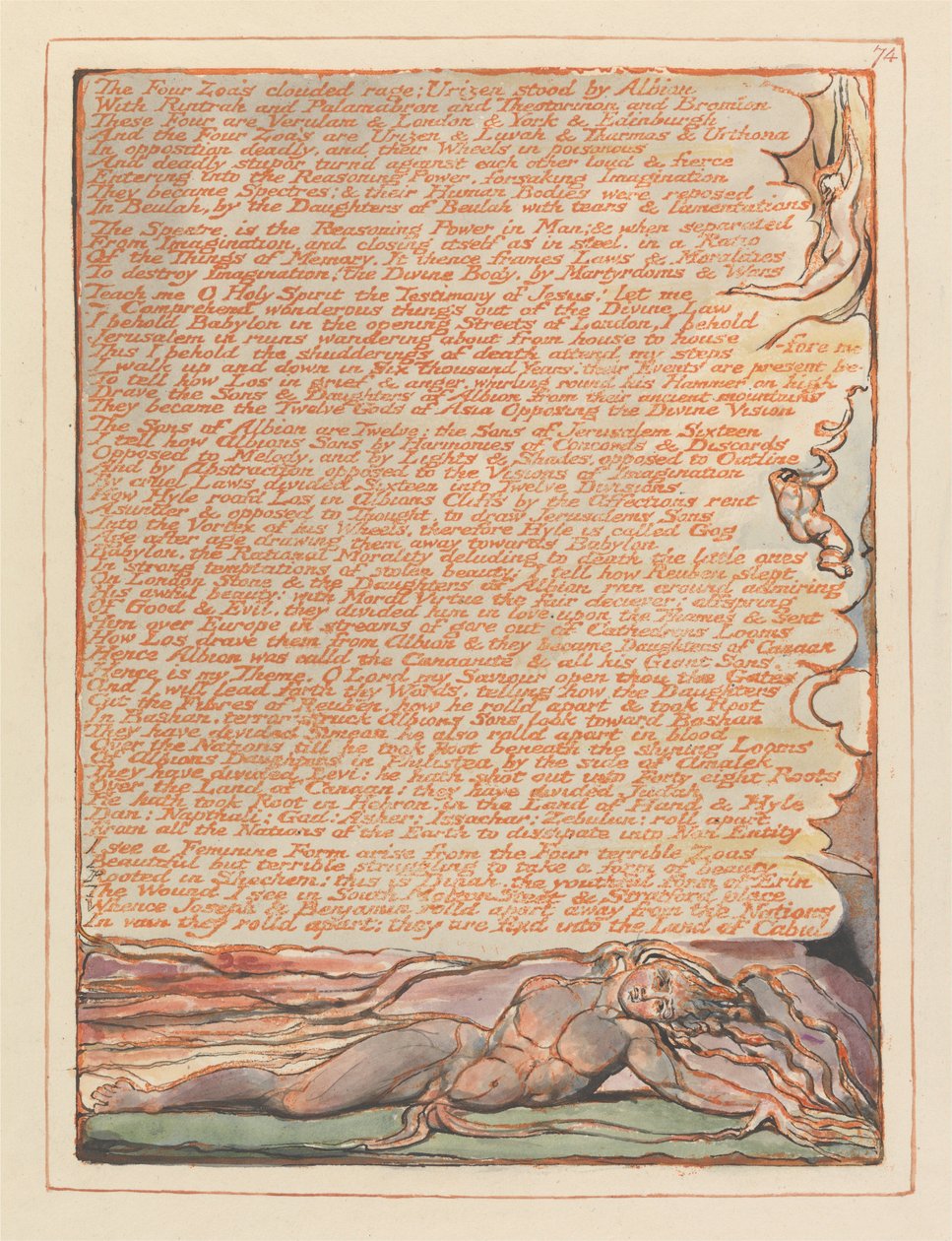 Kudüs, Plaka 74, Dört Zoas bulutlu öfke.... by William Blake