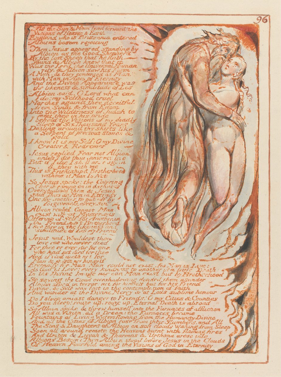 Kudüs, Plaka 96, Güneş ve Ay öne çıkarken.... by William Blake