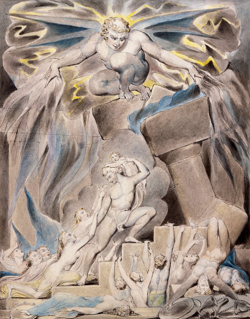 İşler Oğullar ve Kızları Şeytan Tarafından Bunaldı by William Blake