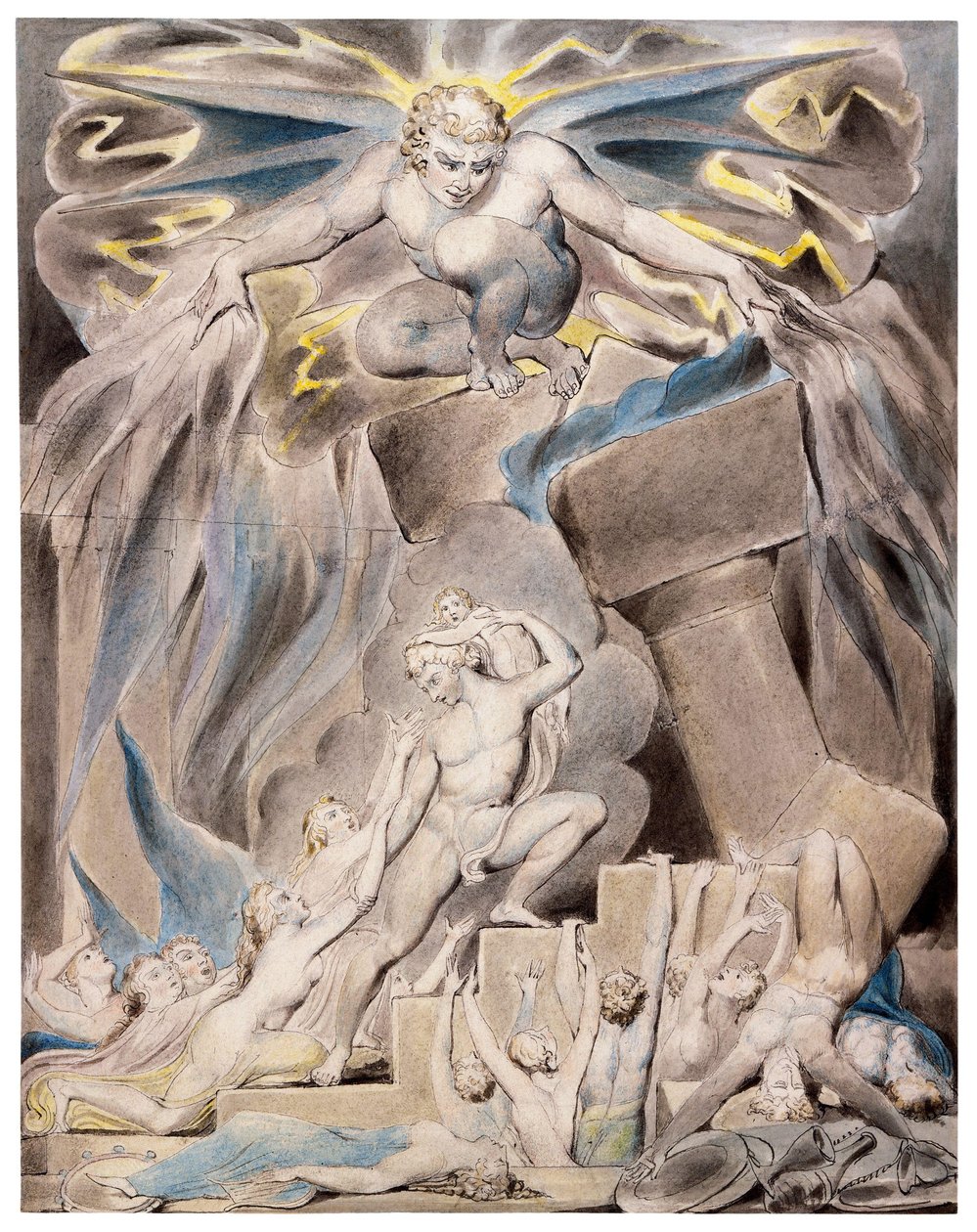 İşler Oğullar ve Kızları Şeytan Tarafından Bunaldı by William Blake