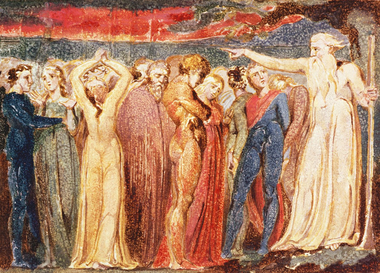 Arimathealı Joseph Britanya sakinlerine vaaz veriyor by William Blake