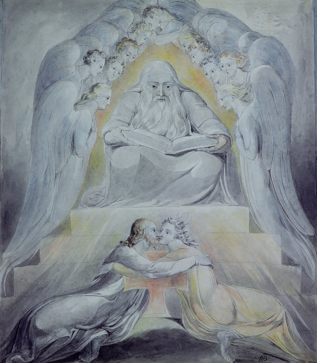 Merhamet ve Hak bir araya geldi, Hak ve Barış öpüştü by William Blake