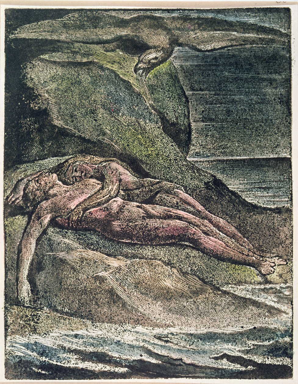 Milton a Poem: Albion on the rock, 1804 (kabartma gravür, beyaz gravür, wc) by William Blake