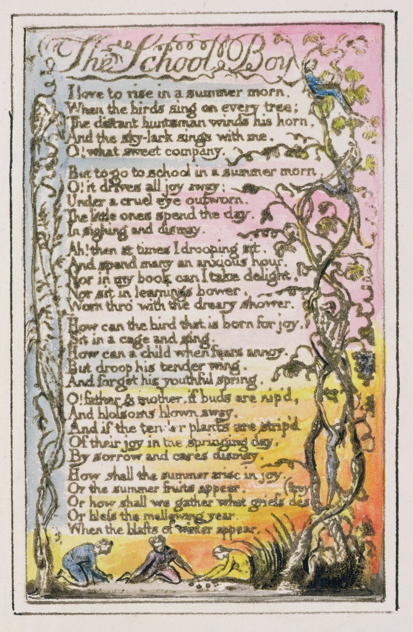 P.124-1950.pt21 The Schoolboy: Songs of Innocence and of Experience'dan 21 numaralı plaka (kopya R) c.1802-08 (gravür, mürekkep ve wc) by William Blake