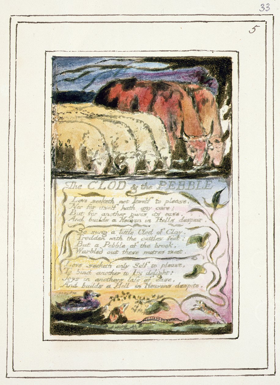 P.124-1950.pt33 The Clod and the Pebble: Songs of Innocence and of Experience'dan plaka 33 (kopya R) c.1802-08 (gravür, mürekkep ve wc) by William Blake