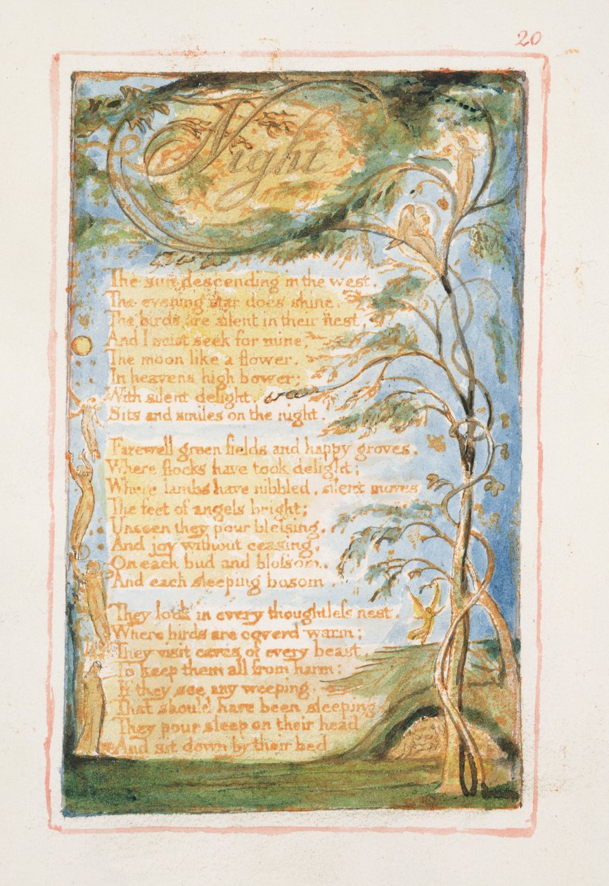S.125-1950.pt20 Gece: Masumiyet ve Deneyim Şarkıları'ndan plaka 20 (kopya AA) c.1815-26 (gravür, mürekkep ve wc) by William Blake