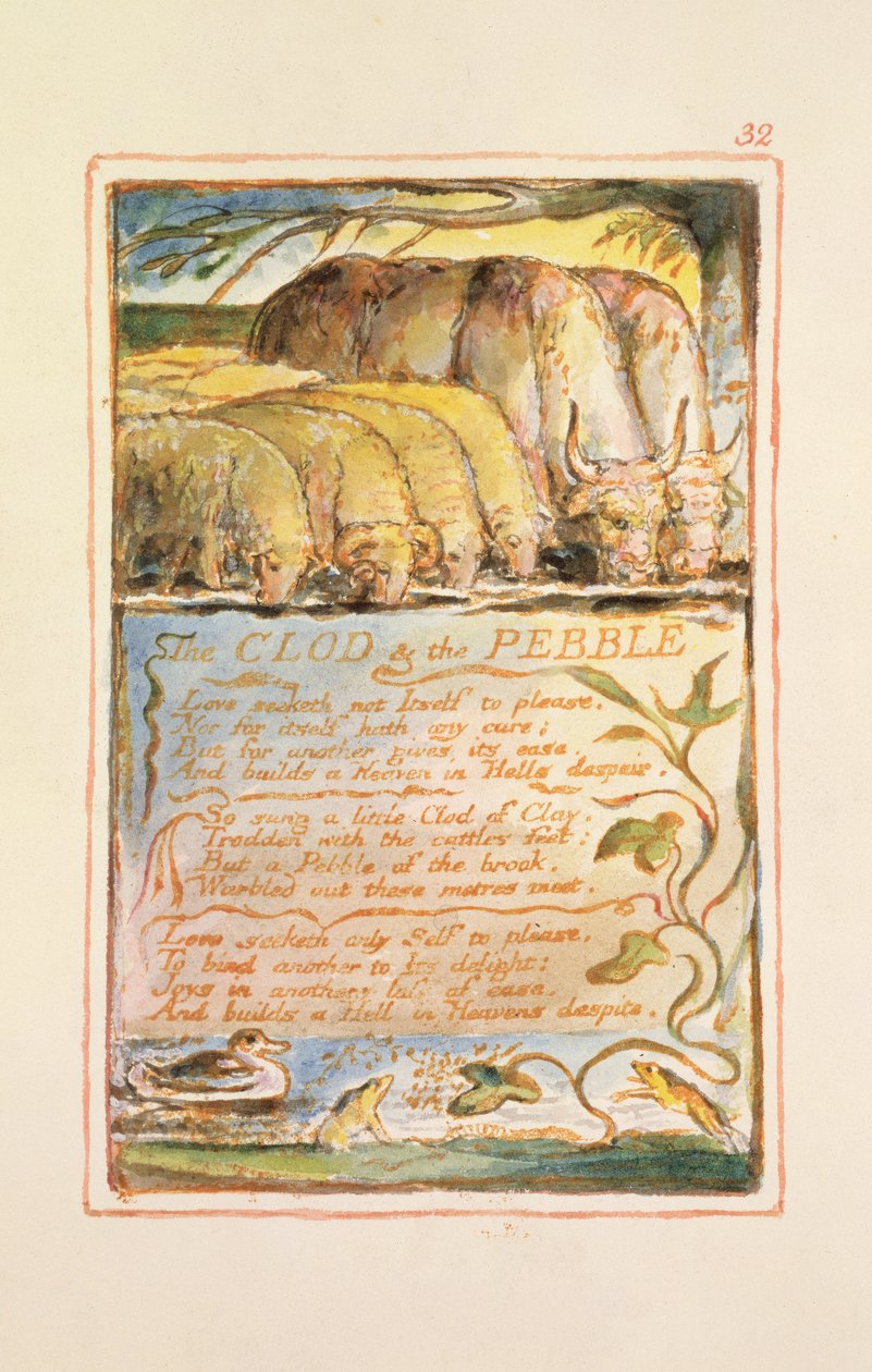 S.125-1950.pt32 The Clod and the Pebble: Songs of Innocence and of Experience'dan 32 numaralı plaka (kopya AA) c.1815-26 (gravür, mürekkep ve wc) by William Blake