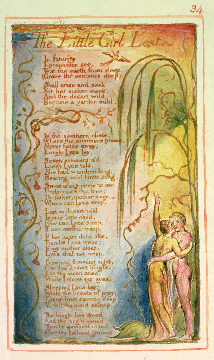 P.125-1950.pt34 Kayıp Küçük Kız: Masumiyet ve Deneyim Şarkıları'ndan levha 34 (kopya AA) c.1815-26 (gravür, mürekkep ve wc) by William Blake