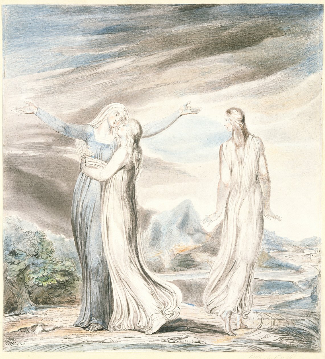 Ruth the Dutiful Daughter in Law, 1803 (kağıt üzerinde kalem ve tuvalet) by William Blake