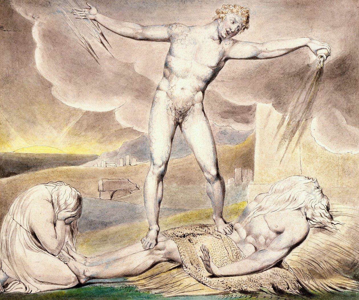 Çıban ile Şeytan Vuran İş by William Blake