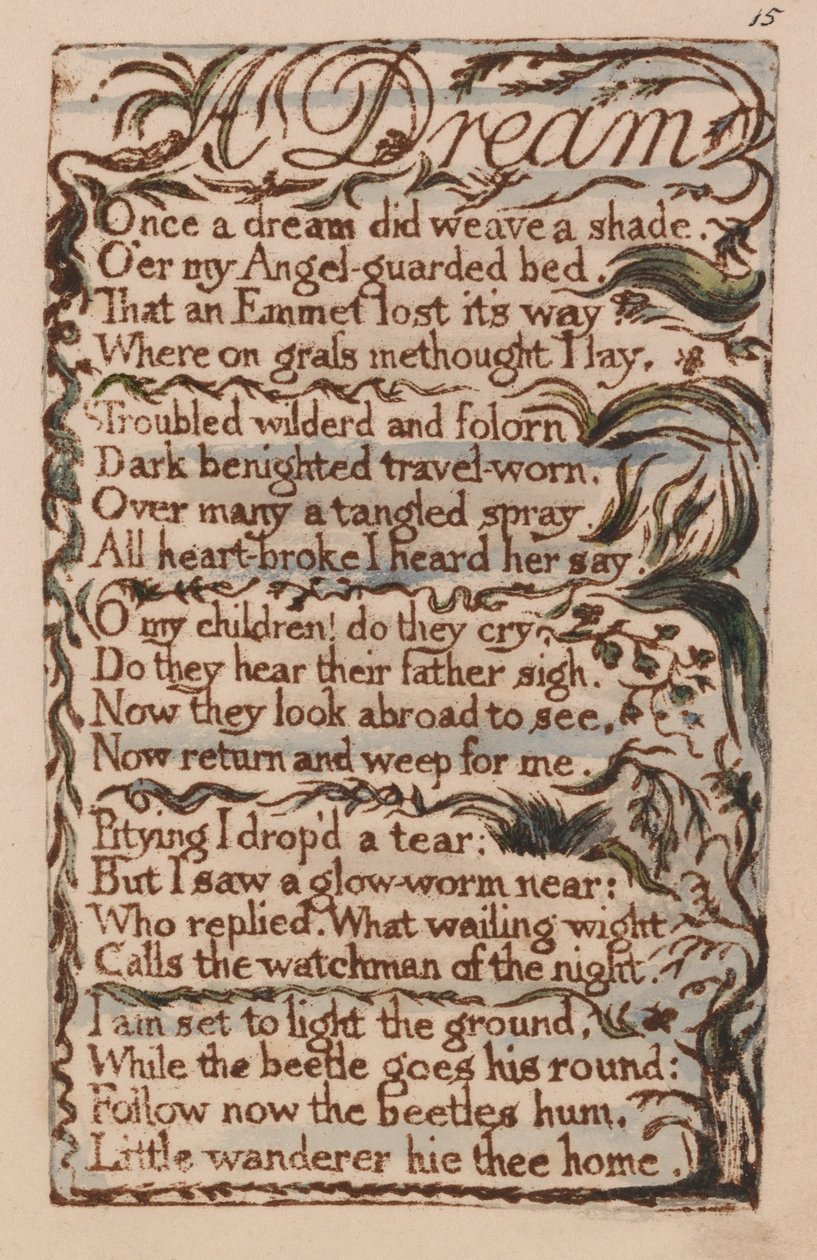 Masumiyet ve Deneyim Şarkıları, Plaka 15, Bir Rüya (Bentley 26) by William Blake