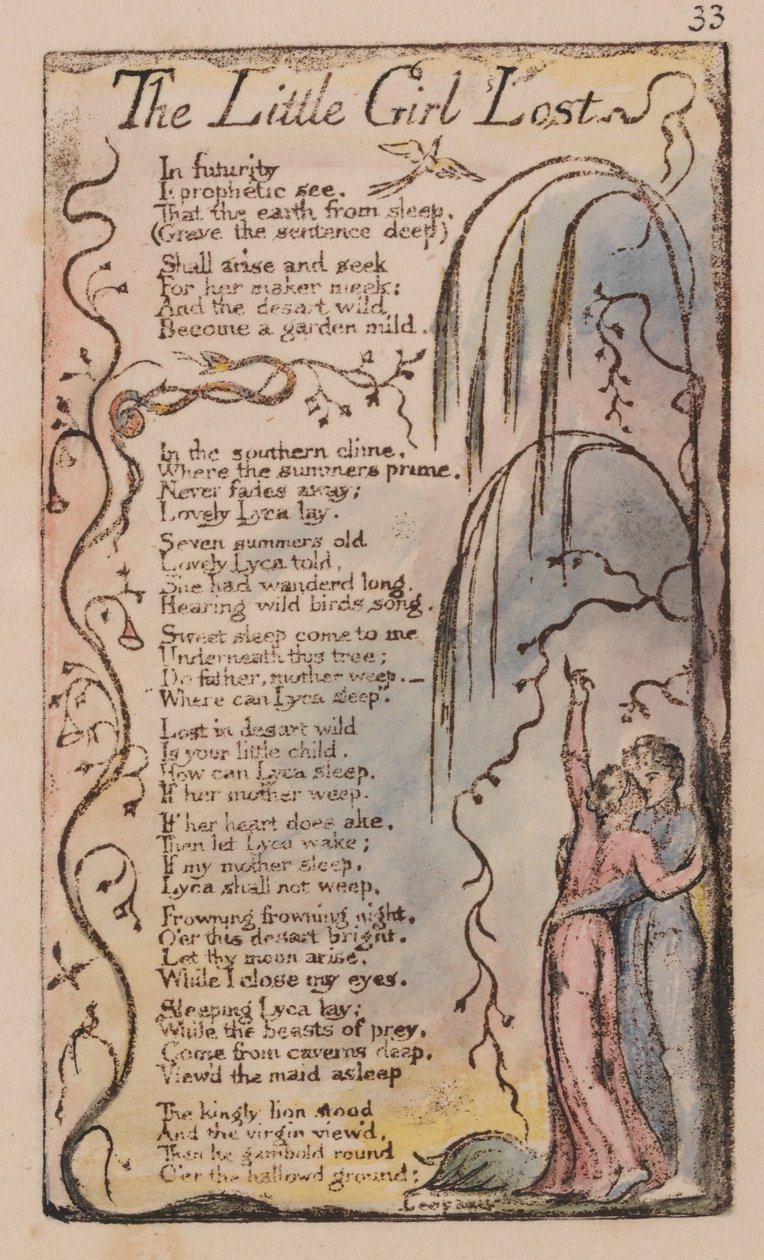 Masumiyet ve Tecrübe Şarkıları, Plaka 33, Kayıp Küçük Kız (Bentley 34) by William Blake