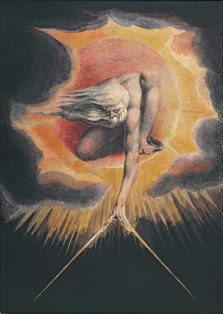 The Ancient of Days (kalem ve mürekkeple gravür, kağıt üzerinde wc ve gövde rengi) by William Blake