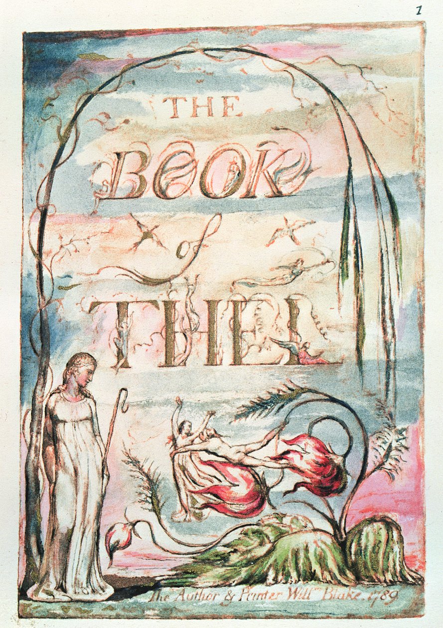The Book of Thel; Title Page, 1789 (relief etching and wc) by William Blake