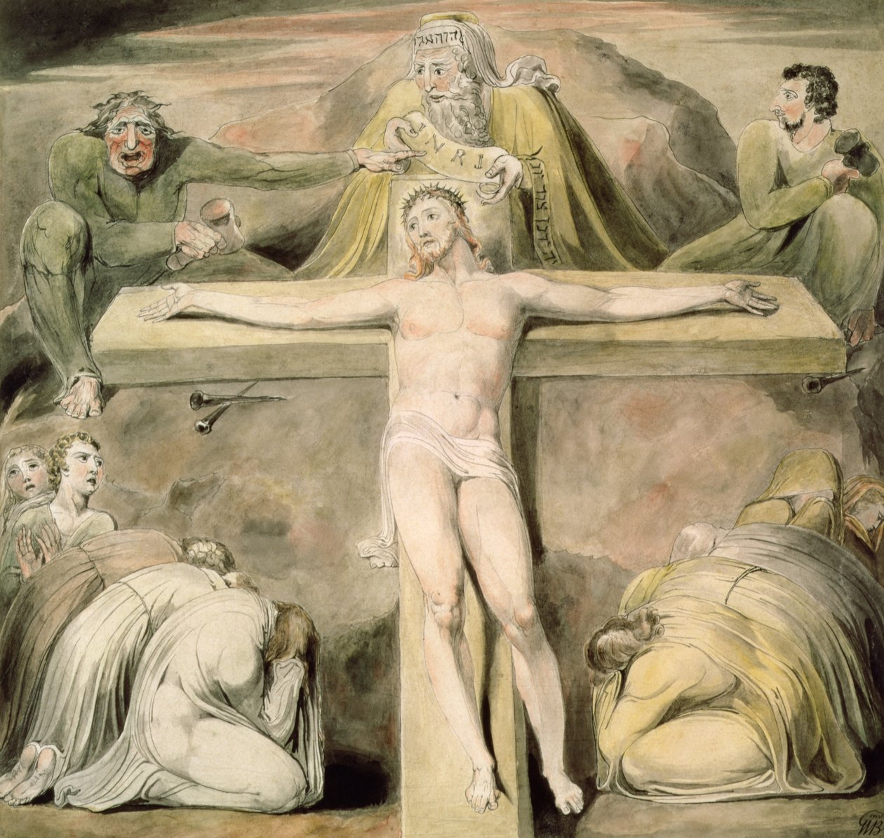 Çarmıha Gerilme (kalem ve yıkama) by William Blake