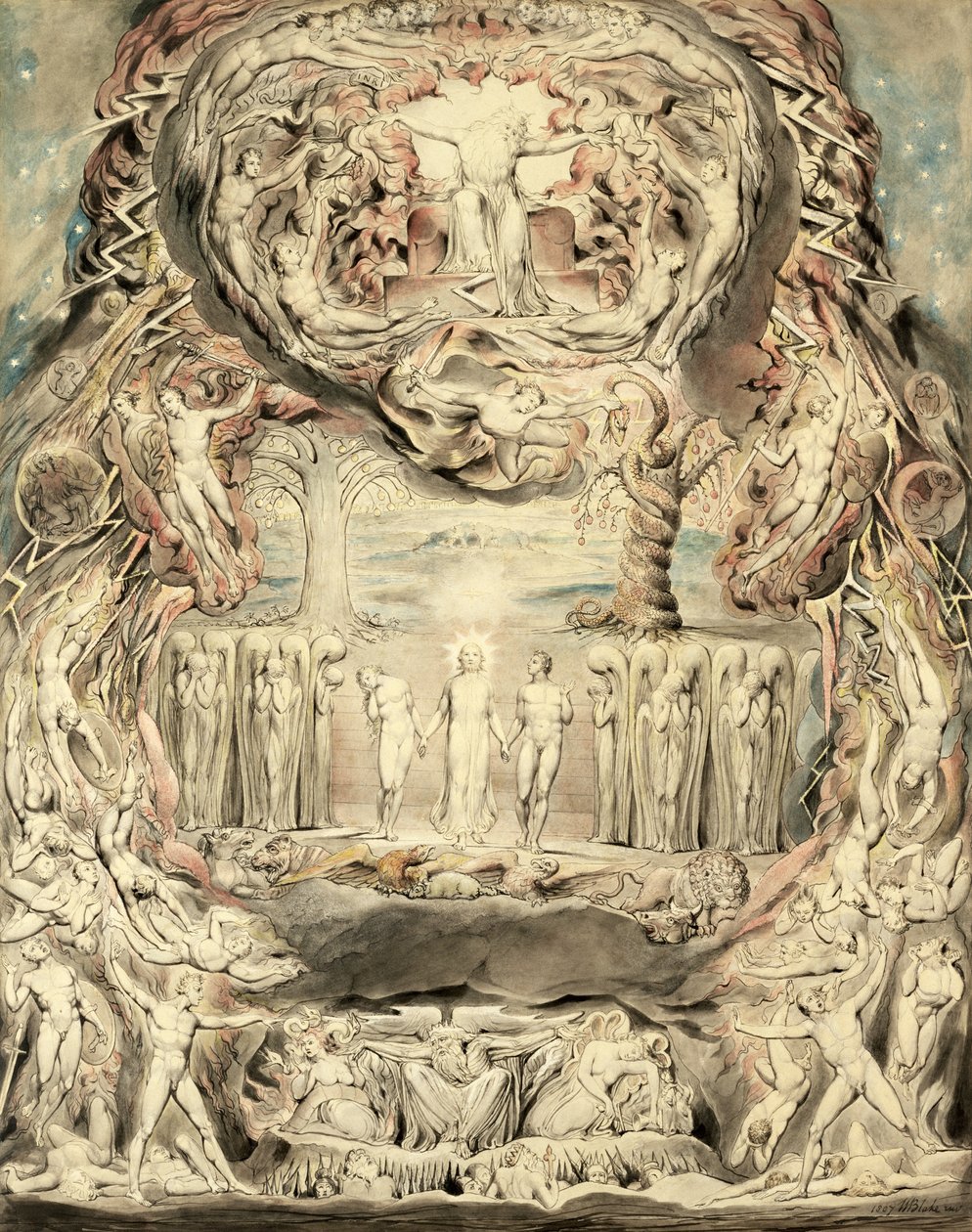 The Fall of Man (kağıt üzerinde kalem ve mürekkep ve wc) by William Blake