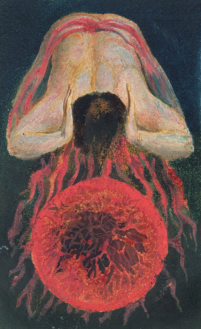 The First Book of Urizen, plate 17, 1794 (relief etching finished in wc on paper) by William Blake