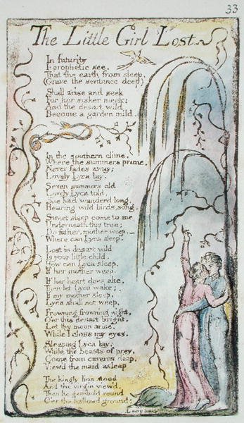 The Little Girl Lost, Songs of Innocence and of Experience (Bentley Copy L) 1789-94