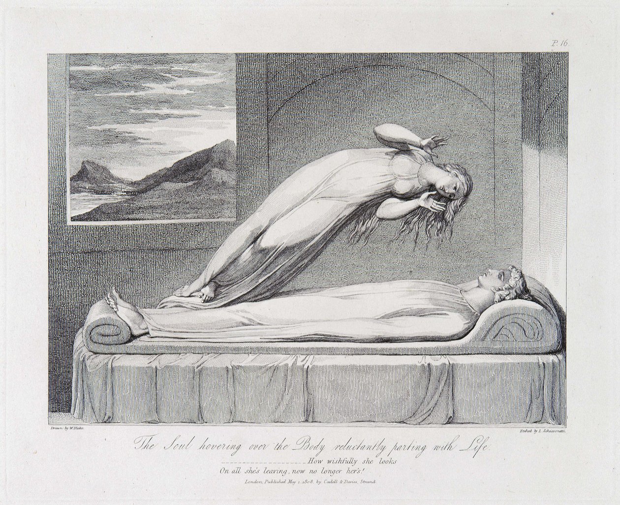 Bedenin üzerinde gezinen Ruh isteksizce Yaşamdan ayrılır by William Blake