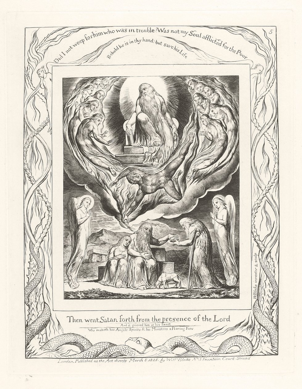 Sonra Şeytan Rabbin huzurundan çıktı, 1825 by William Blake
