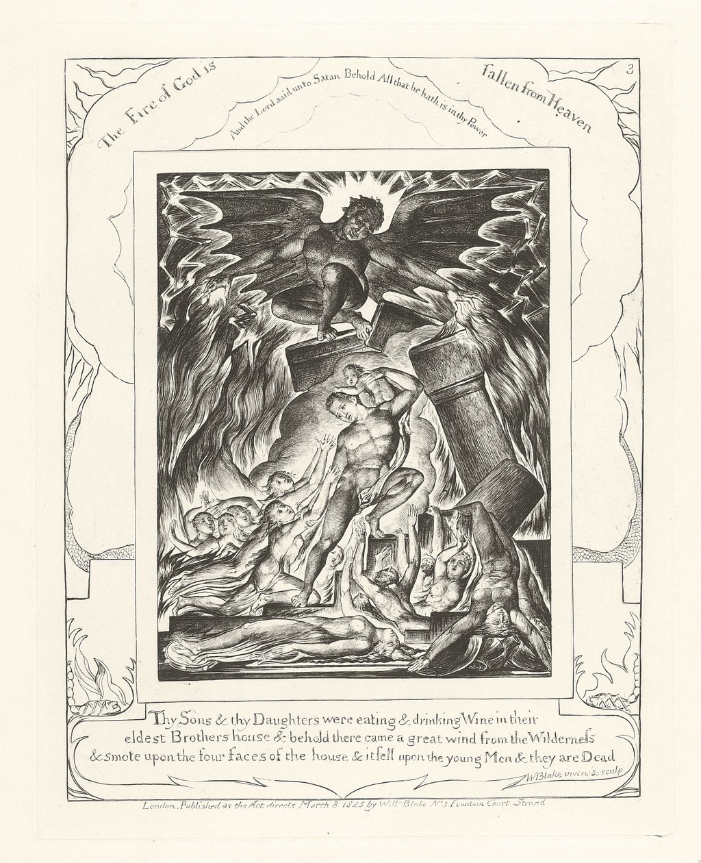 Oğulların ve Kızların Şarap yiyip içiyordu, 1825 by William Blake