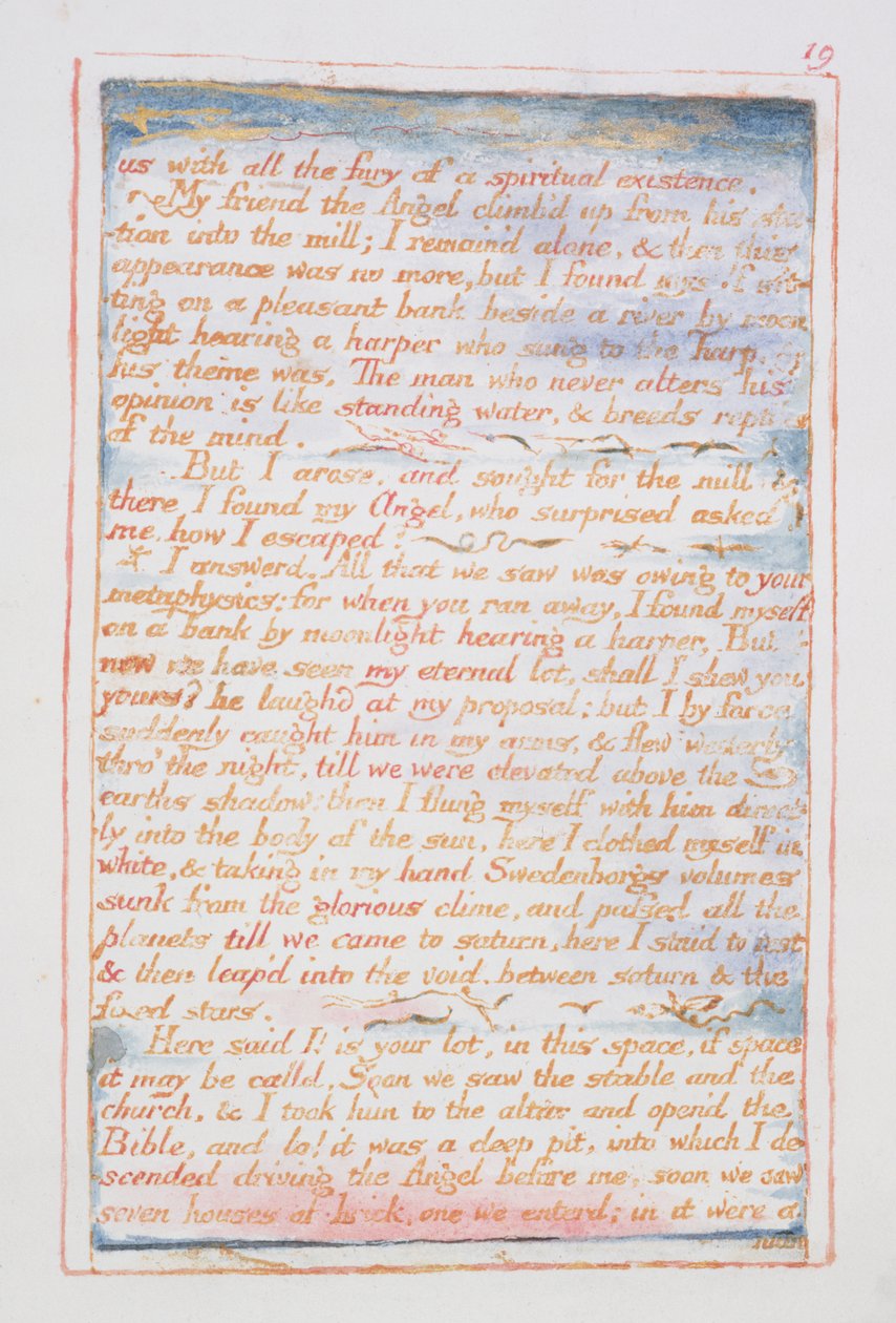 Ruhsal bir varoluşun tüm öfkesiyle biz..., Cennet ve Cehennemin Evliliği'nden metin, c.1790-3 (kabartma gravürü kalem ve sulu boyayla tamamlandı) by William Blake