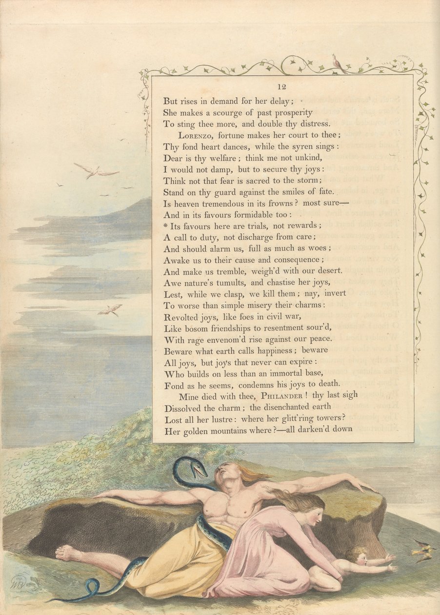 Gençlerin Gece Düşünceleri, Sayfa 12, Buradaki iyilikleri, ödül değil, imtihandır. by William Blake