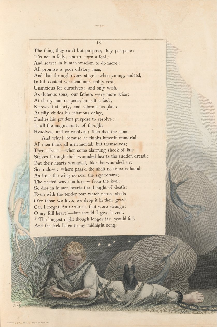 Gençlerin Gece Düşünceleri, Sayfa 15, Uzakta Olsa da En Uzun Gece Başarısız Olabilir by William Blake