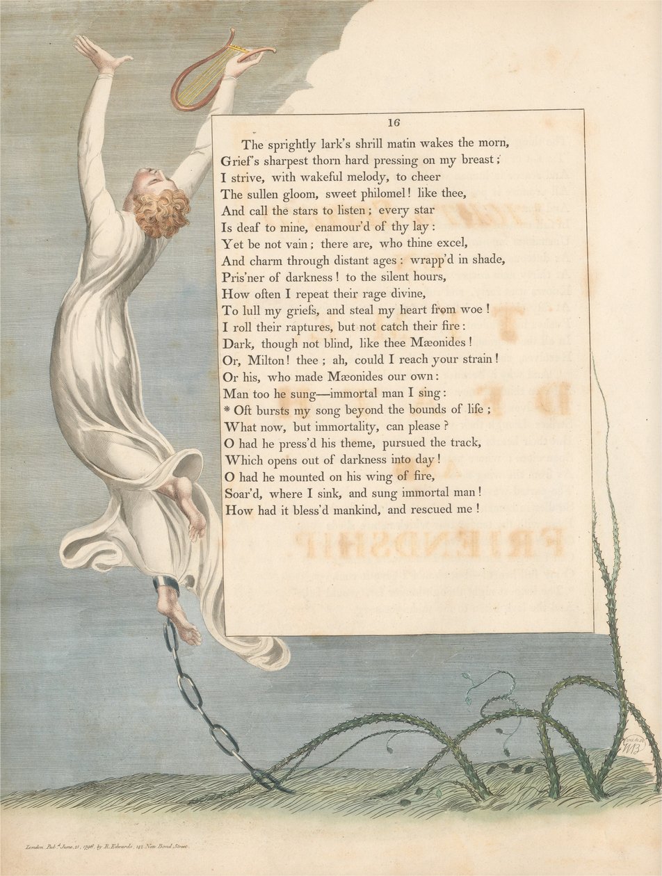Youngs Night Thoughts, Sayfa 16, Sıklıkla Şarkımı Hayatın Sınırlarının Ötesinde Patlatıyor by William Blake