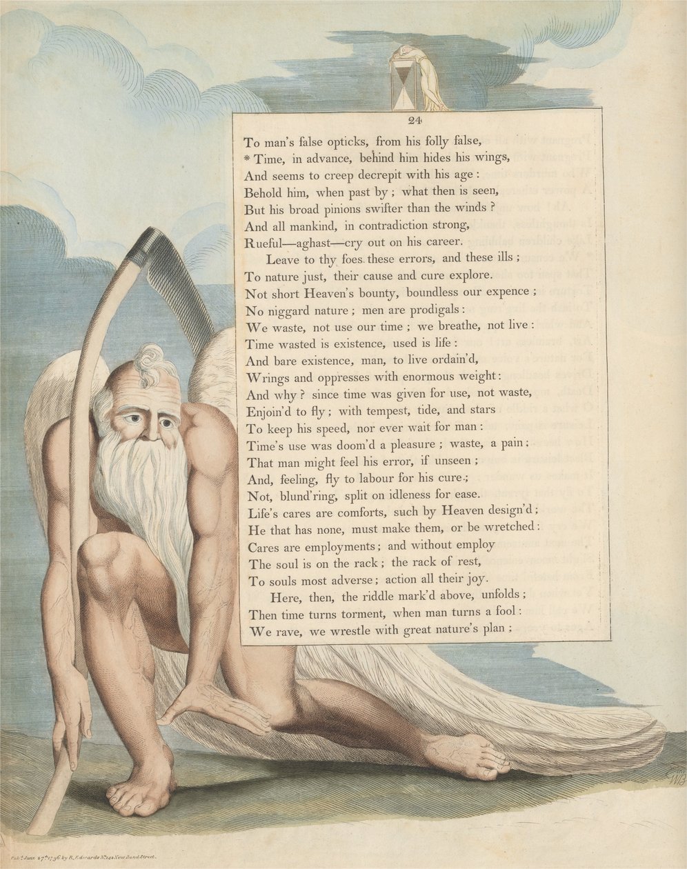 Gençlerin Gece Düşünceleri, Sayfa 24, Zaman, Peşin, Arkasında Kanatlarını Gizler by William Blake