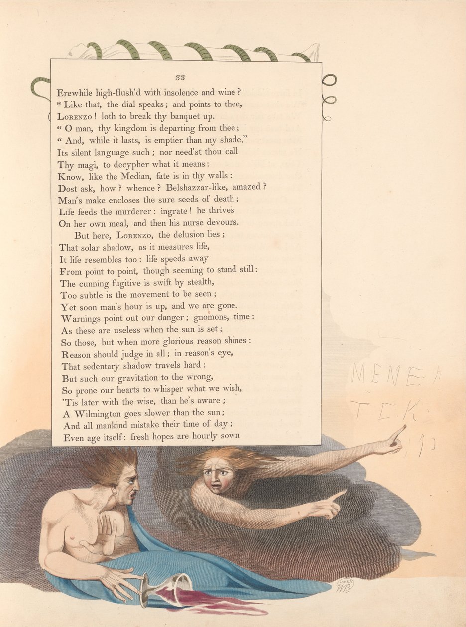 Gençlerin Gece Düşünceleri, Sayfa 33, Böyle, Kadran Konuşur; ve Sana Yönelik Noktalar by William Blake