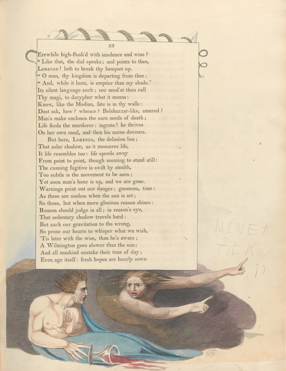 Gençler Gece Düşünceleri, Sayfa 33, Kadran böyle konuşuyor; ve seni işaret ediyor by William Blake