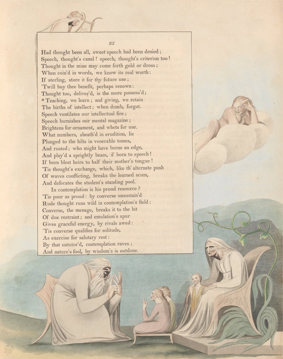 Gençler Gece Düşünceleri, Sayfa 35, Öğretiyoruz, Öğreniyoruz; ve Veriyoruz, Tutuyoruz by William Blake