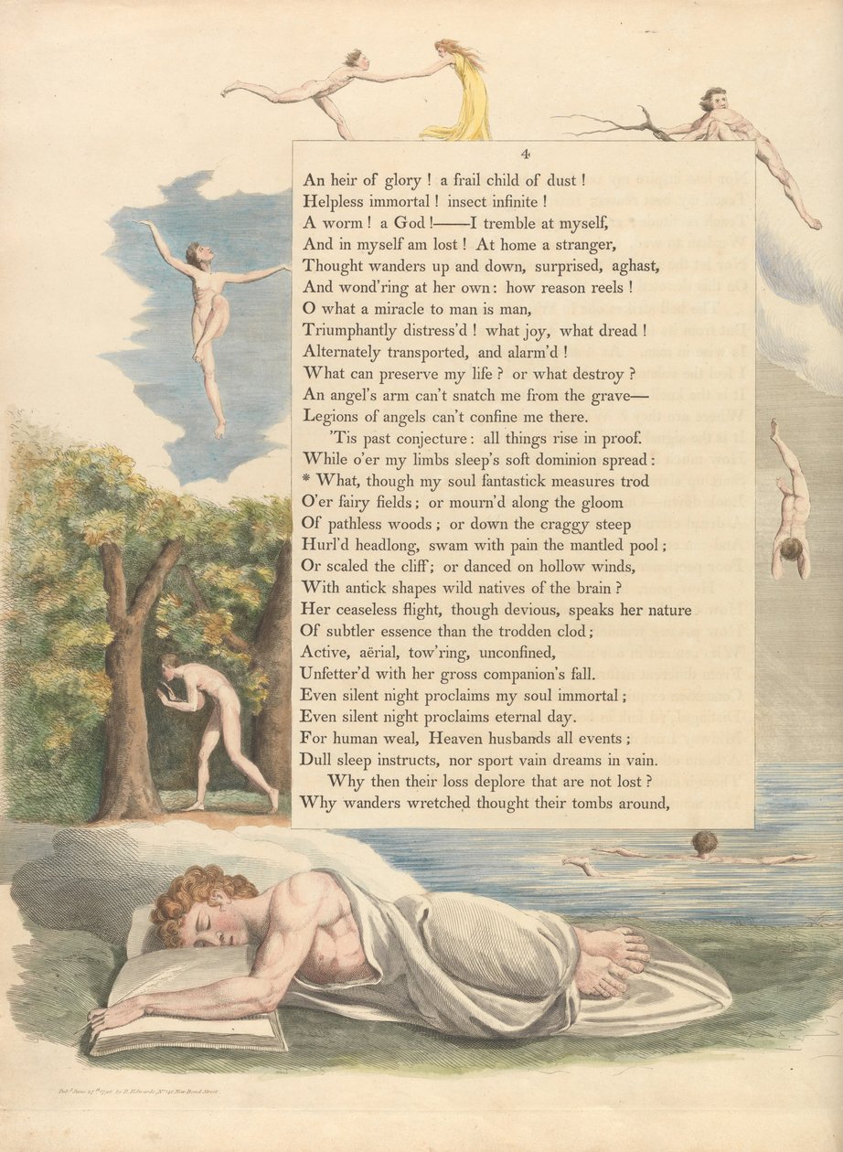 Youngs Night Thoughts, Sayfa 4, Ne, ruhum fantastik ölçülerde olsa da by William Blake