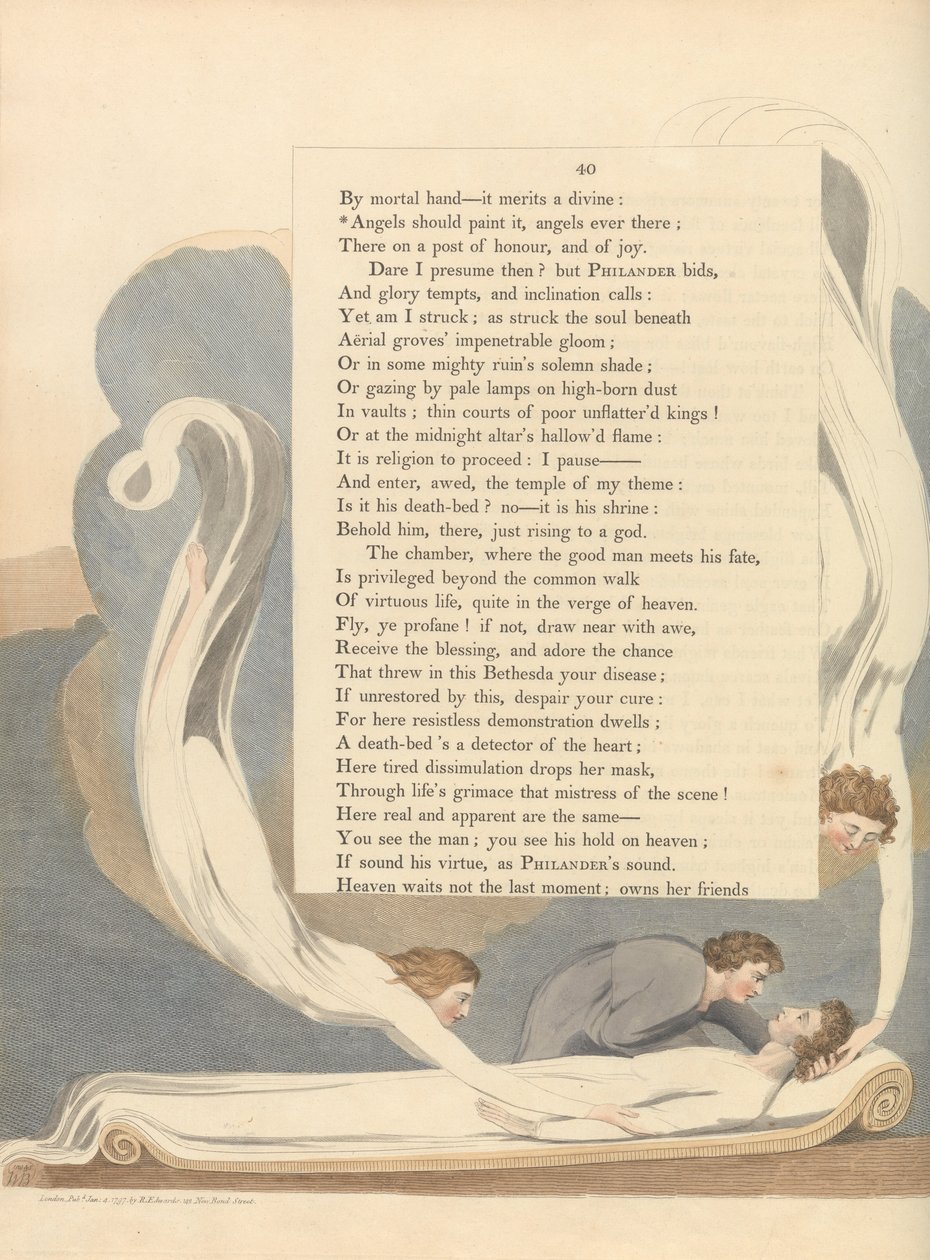 Gençlerin Gece Düşünceleri, Sayfa 40, Melekler boyamalı, melekler her zaman orada by William Blake