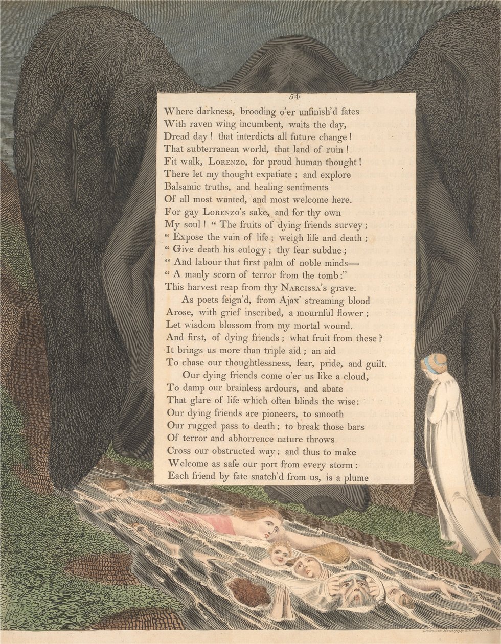 Gençlerin Gece Düşünceleri, Sayfa 54, Ölüm Vadisi! O Hushd Cimmerian Vale by William Blake