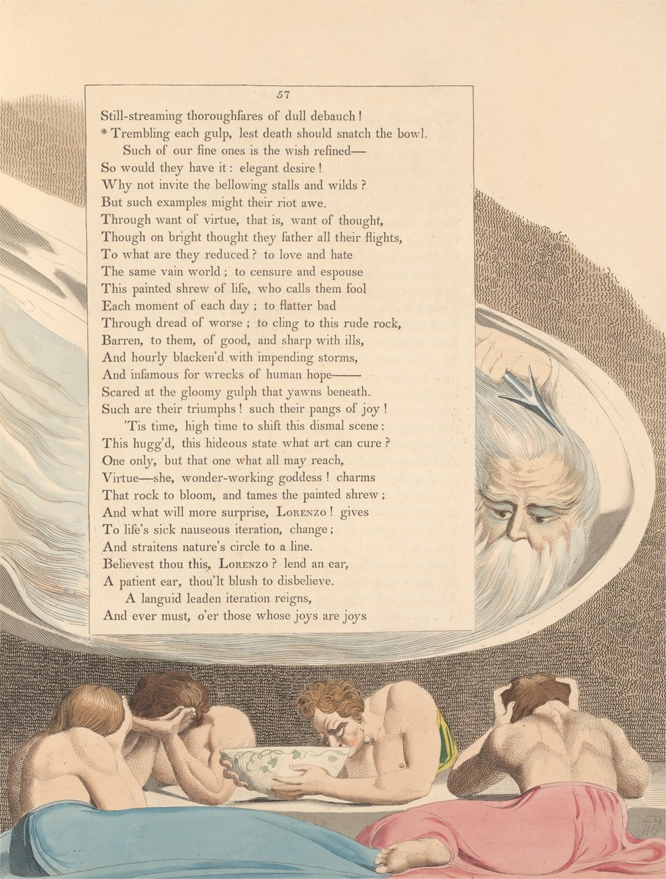 Gençlerin Gece Düşünceleri, Sayfa 57, Her Yutkunmada Titreyen Ölüm Kaseyi Kapmasın by William Blake