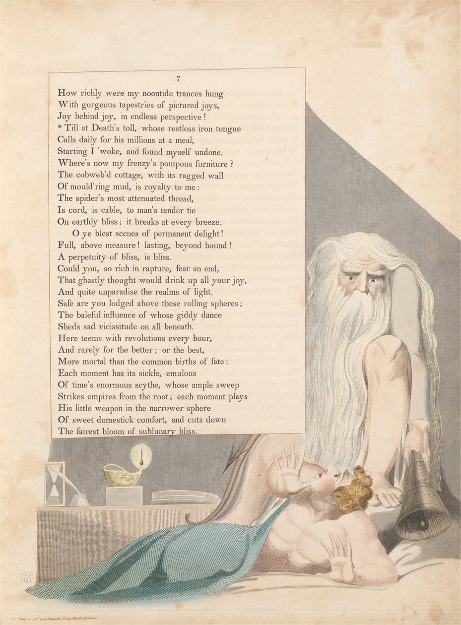Gençlerin Gece Düşünceleri, Sayfa 7, Ölümlere Kadar Paralı, Huzursuz Demir Dili by William Blake