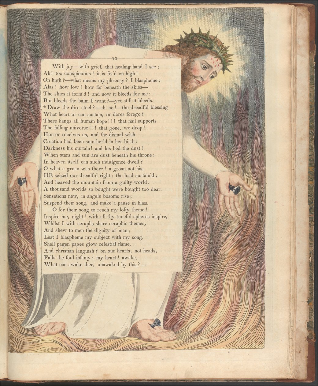 Youngs Night Thoughts, Sayfa 73, Korkunç çeliği çiz -- ah hayır! by William Blake