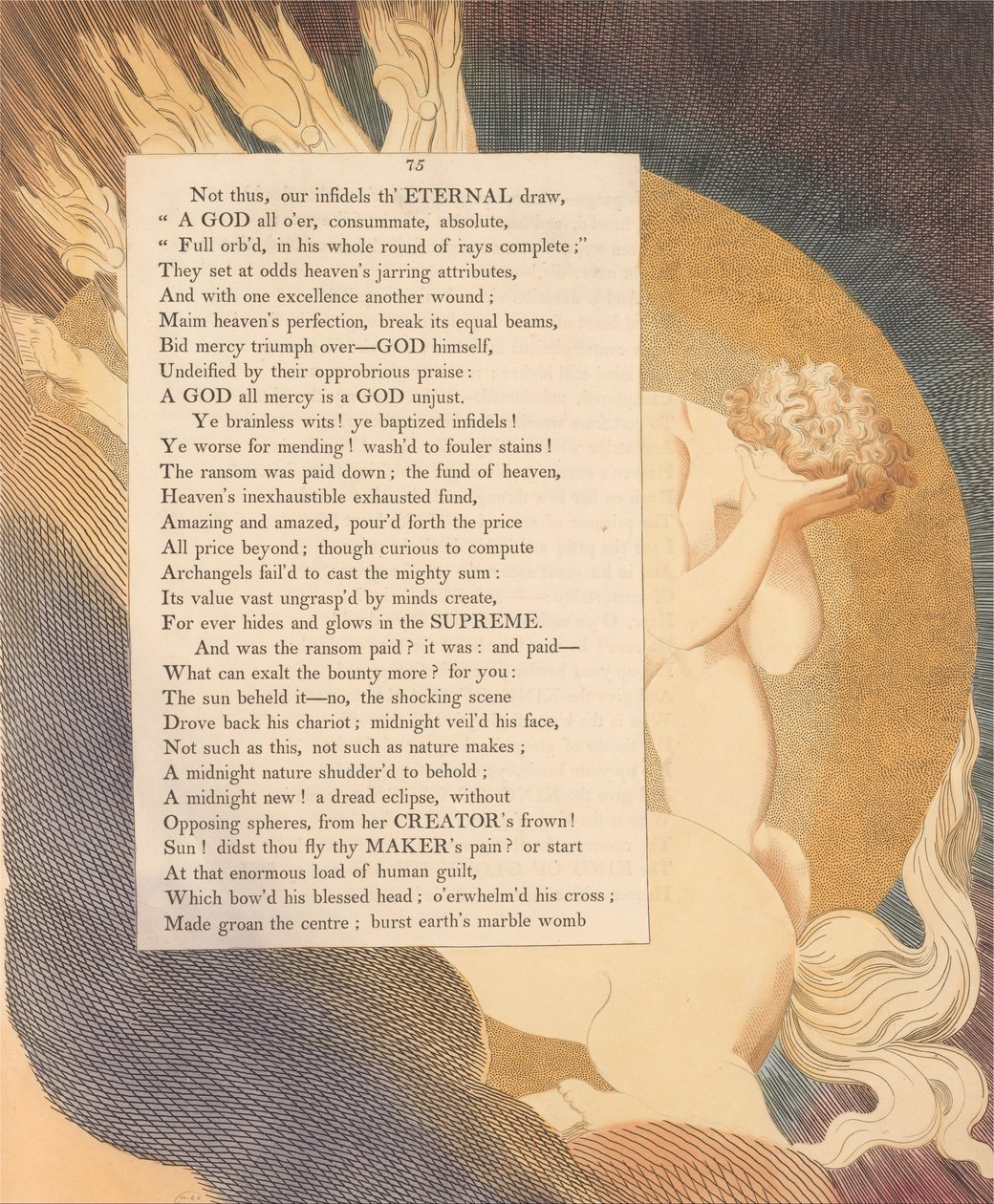 Gençlerin Gece Düşünceleri, Sayfa 75, Güneş Gördü -- Hayır, Şok edici Sahne by William Blake