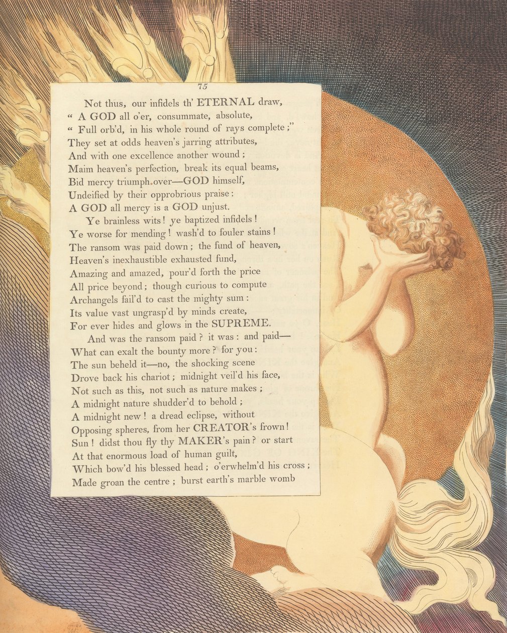 Gençlerin Gece Düşünceleri, Sayfa 75, Güneş gördü -- Hayır, şoke edici sahne by William Blake